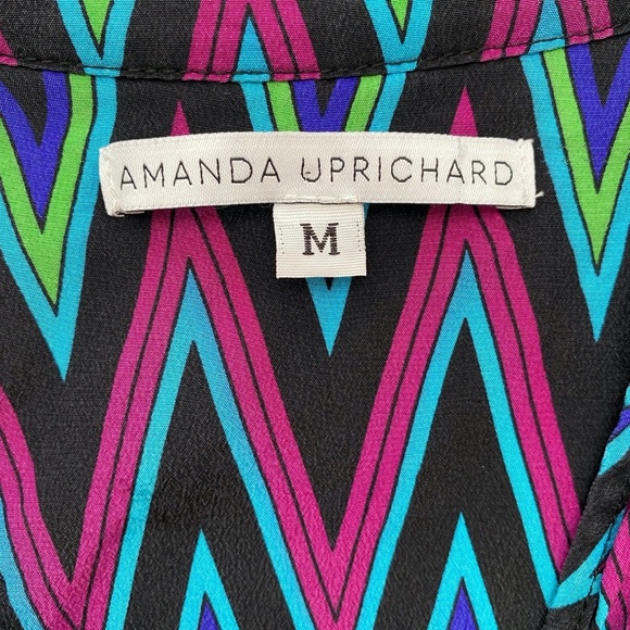 Amanda Uprichard Silk Chevron H0i-Low Tunic V Neck Top Size Medium - Picture 4 of 11